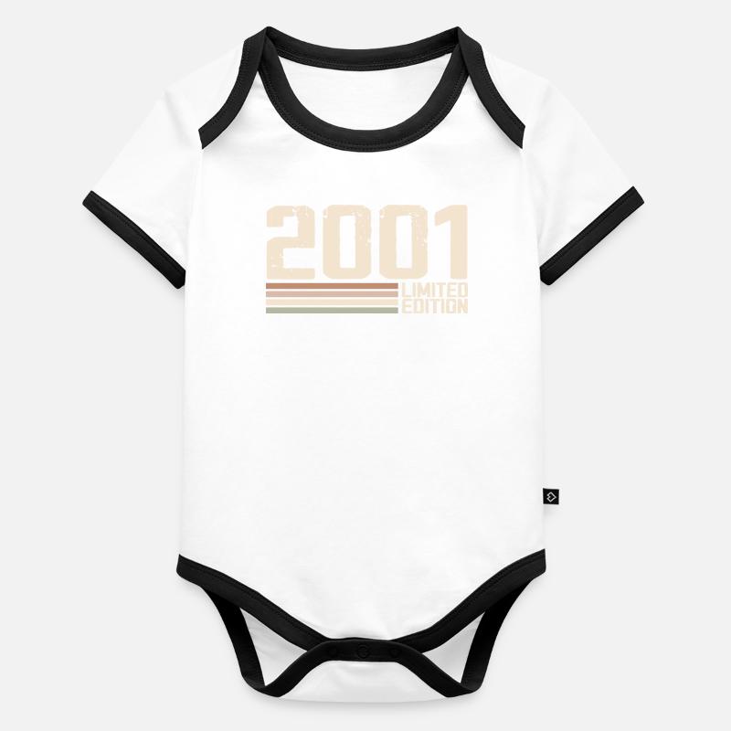 2001 Millésime 2001 Anniversaire 2001 Rétro 2001 Body Bébé bio contrasté manches courtes