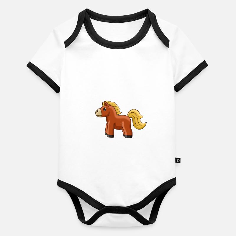 Gentil petit cheval Body Bébé bio contrasté manches courtes