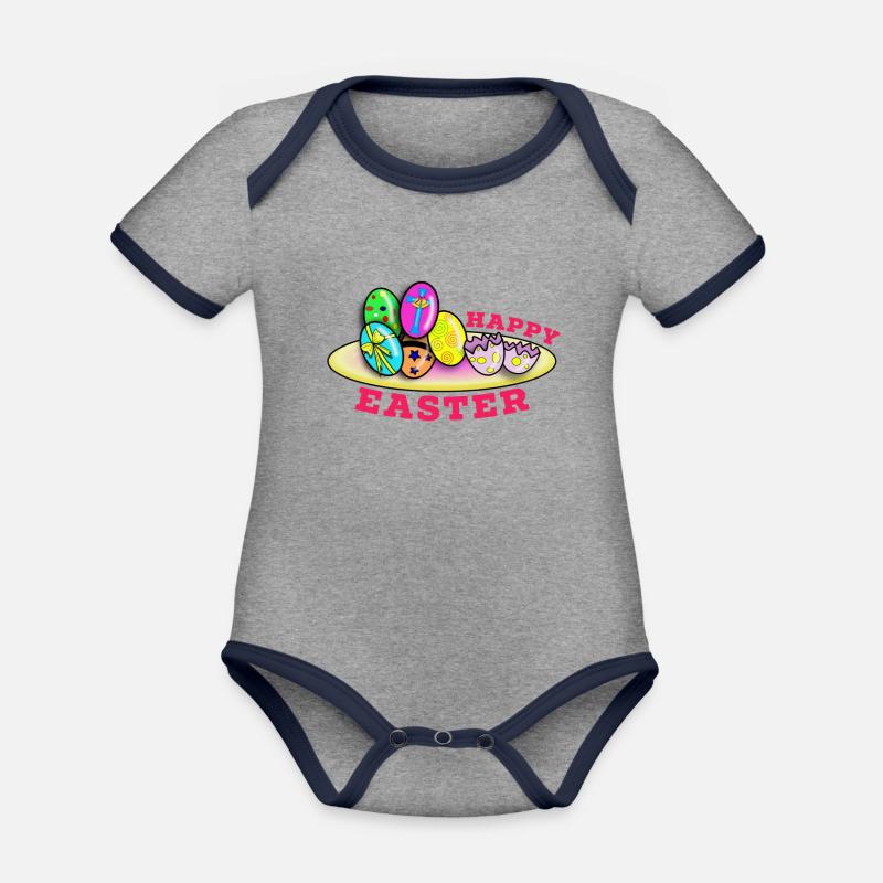 Easter Easter Easter Easter Easter Easter Easter - Organic Baby Contrasting Bodysuit - heather grey/navy