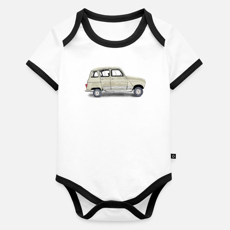Voiture ancienne Body Bébé bio contrasté manches courtes