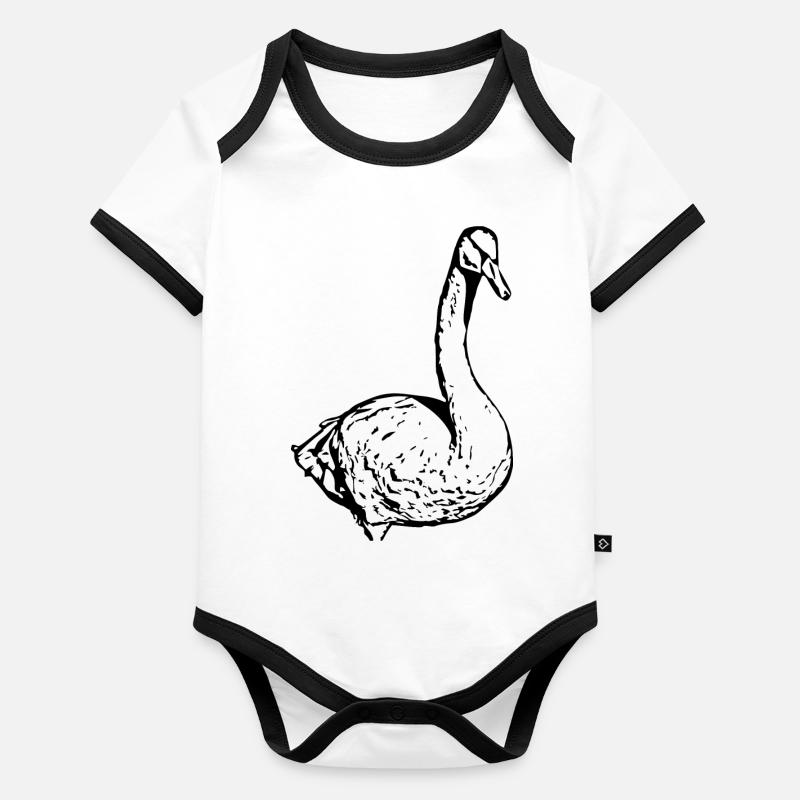 Swan Black Duck Bird Goose Organic Baby Contrasting Bodysuit