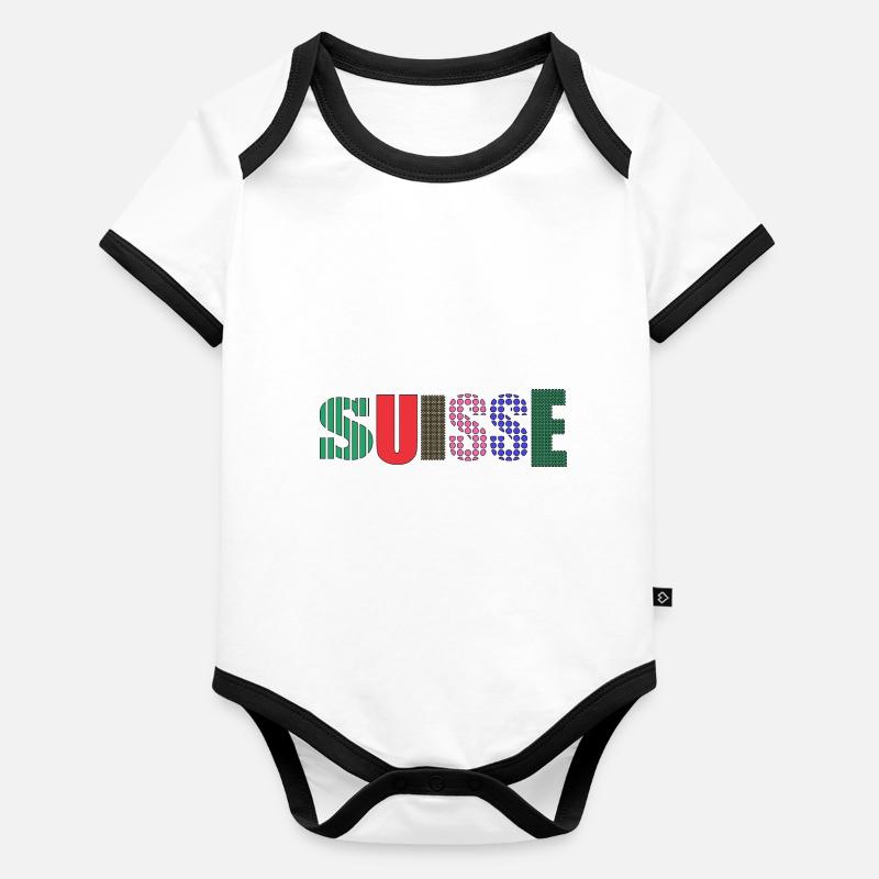 SUISSE. PAYS Body Bébé bio contrasté manches courtes