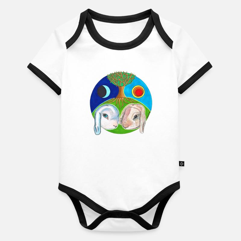 Kaninchen unter Baum Baby Bio-Kurzarm-Kontrastbody