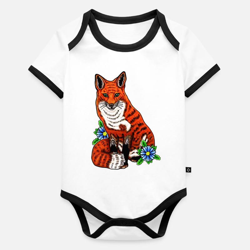 Renard Body Bébé bio contrasté manches courtes