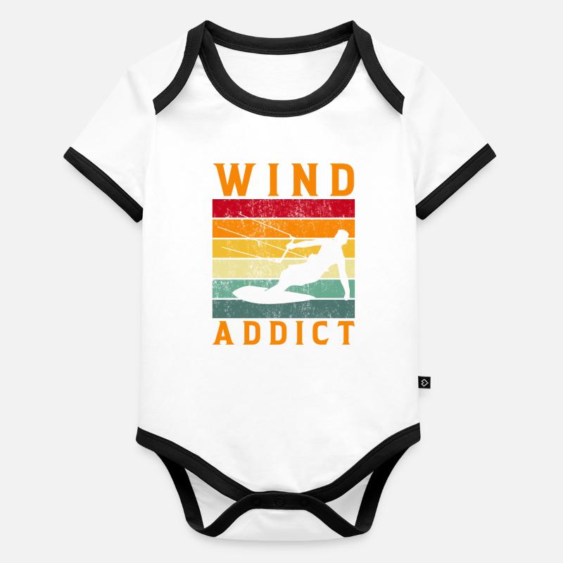 Wind Addict - Kite Surf Kiteboard Planche à voile Body Bébé bio contrasté manches courtes