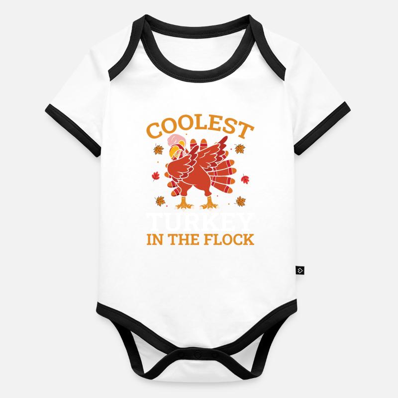 Jour de Thanksgivings - Dinde la plus cool du troupeau Body Bébé bio contrasté manches courtes