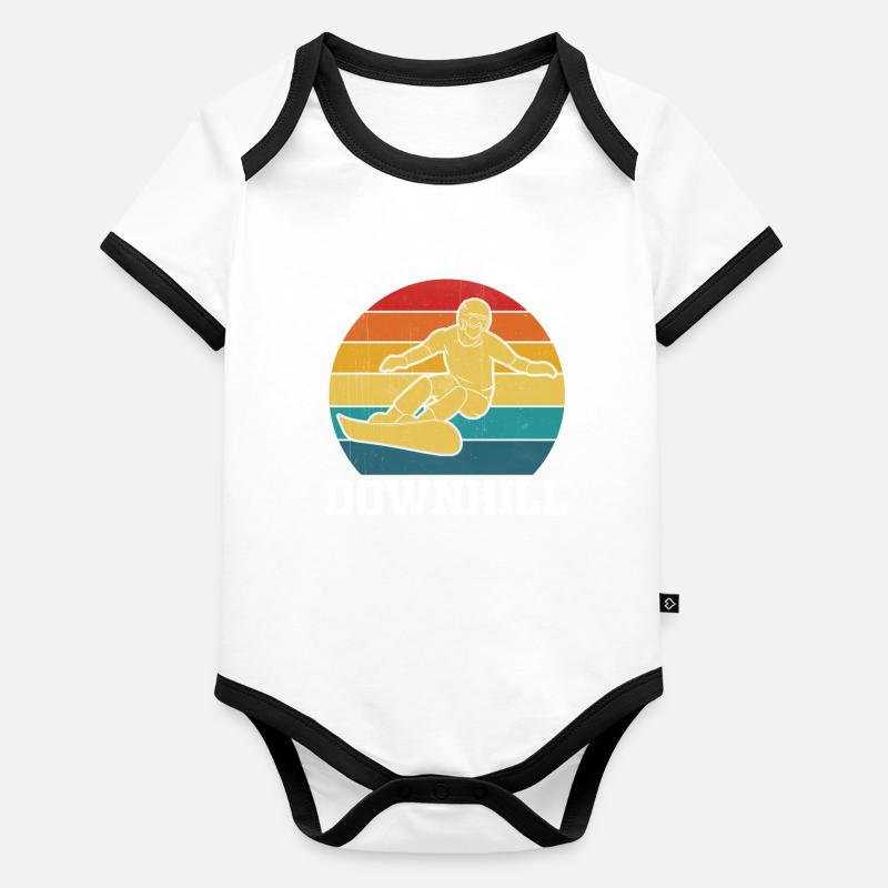 Snowboarder - My Life Is Going Downhill - Winter S Organic Baby Contrasting Bodysuit