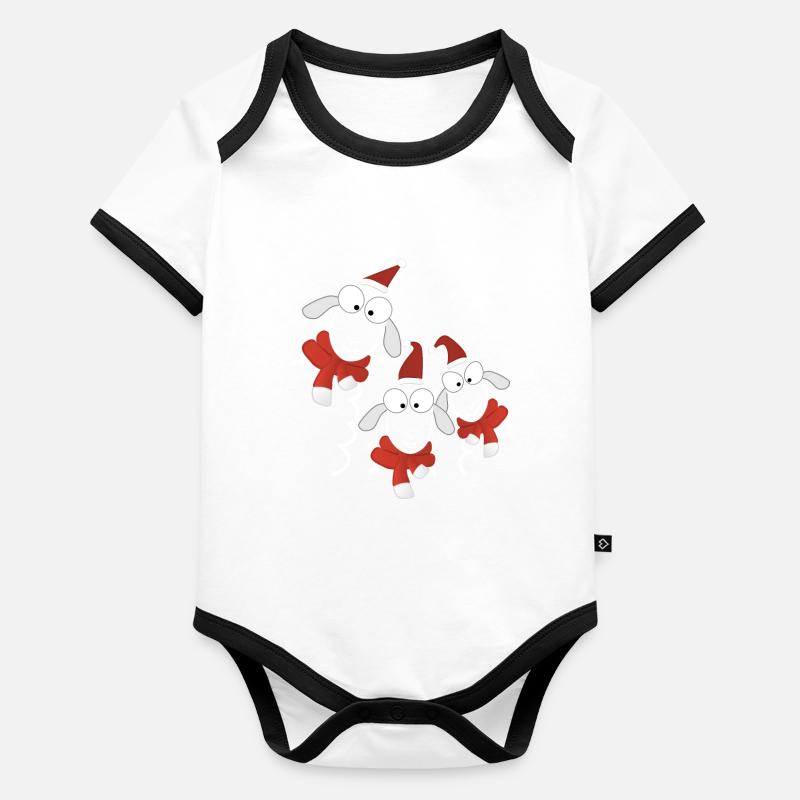 Moutons de Noël Body Bébé bio contrasté manches courtes