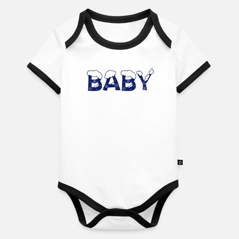 Text Eis Weihnachtskostüm Baby - Baby Bio-Kurzarm-Kontrastbody - undefined