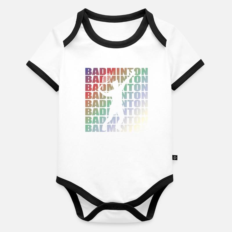 Conception d’idée cadeau de joueur de badminton Body Bébé bio contrasté manches courtes