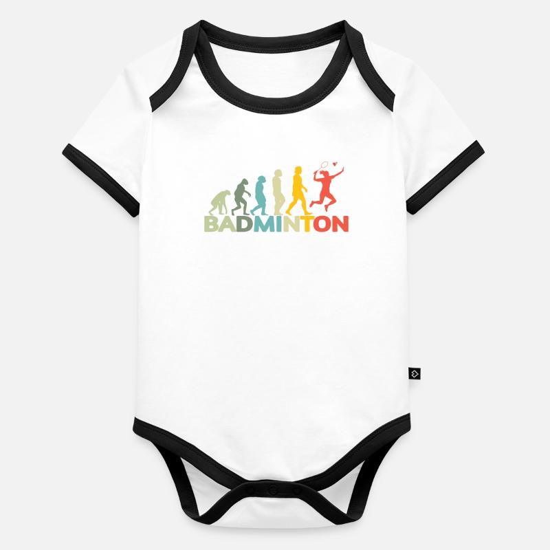 Conception d’idée cadeau de joueur de badminton Body Bébé bio contrasté manches courtes
