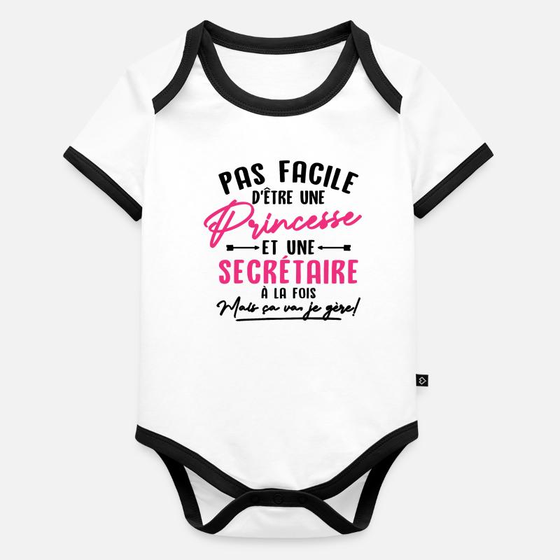 Princesse et Secrétaire Body Bébé bio contrasté manches courtes