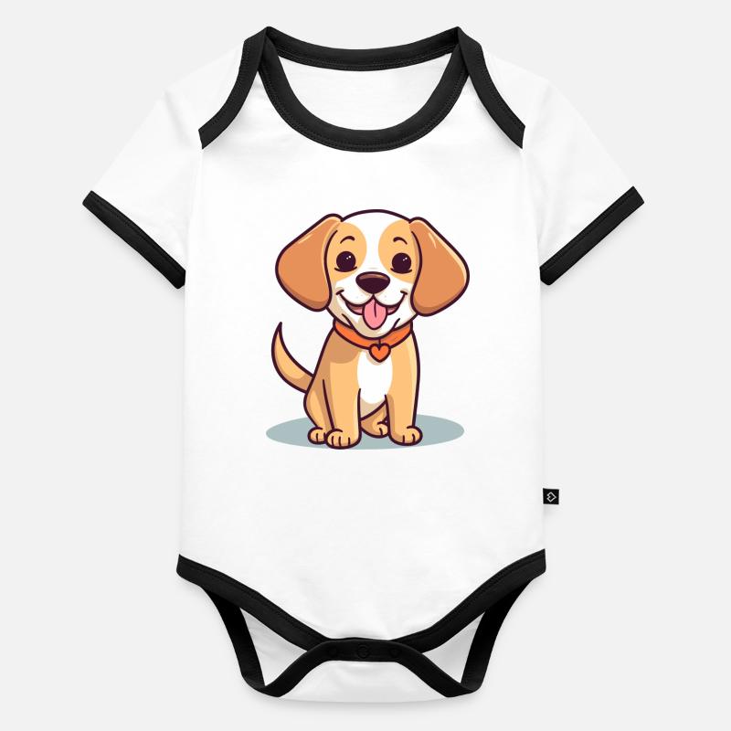 Conception de chien mignon pour les propriétaires de chiens Body Bébé bio contrasté manches courtes