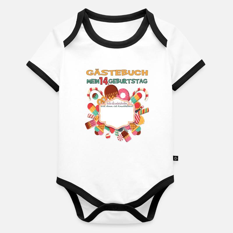 14. Geburtstag Mädchen & Junge Gästebuch Baby Bio-Kurzarm-Kontrastbody