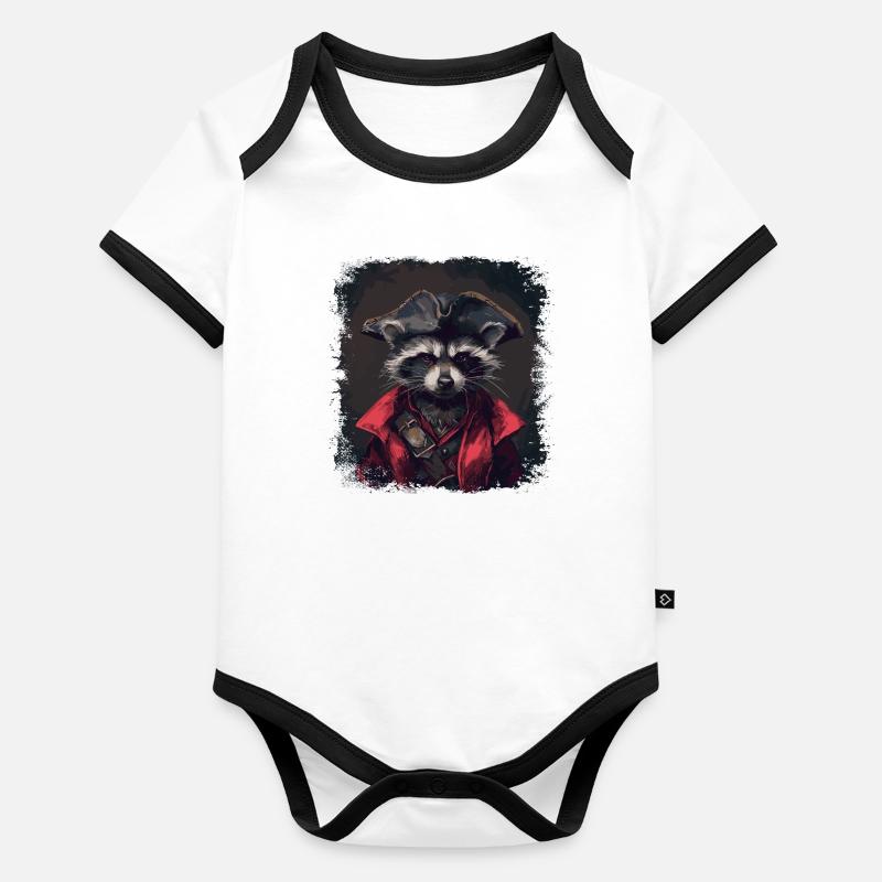 Pirate raton laveur Body Bébé bio contrasté manches courtes