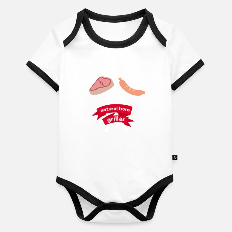 Natural Born Griller BBQ Barbecue Gift Organic Baby Contrasting Bodysuit