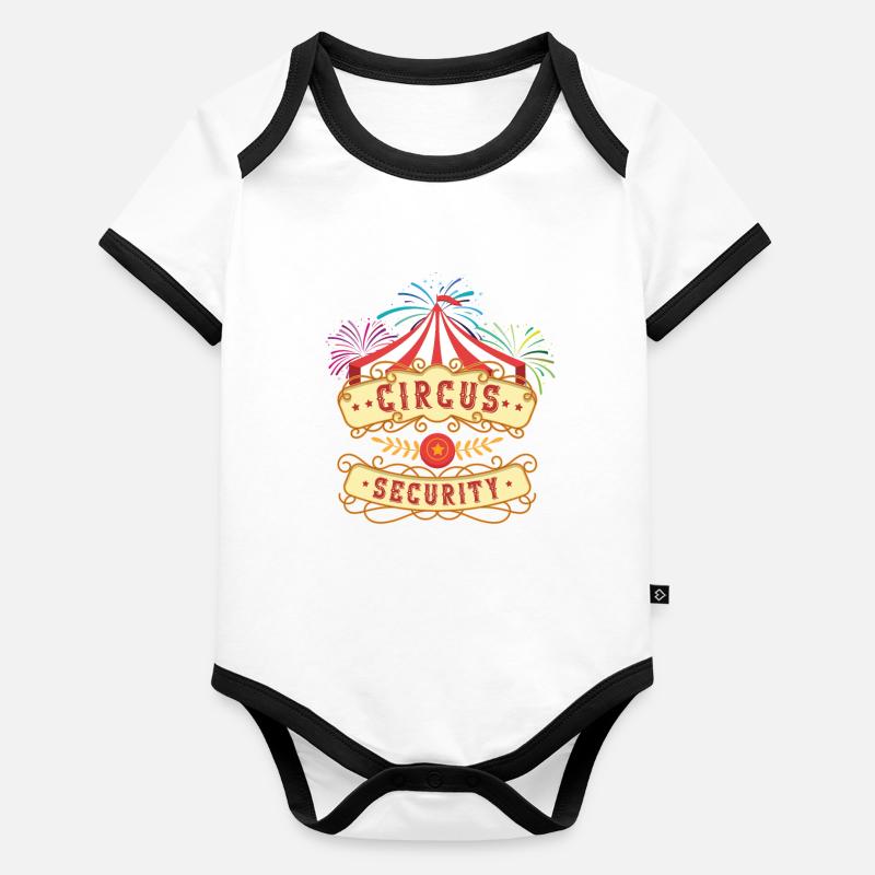 Circus Security Lustiger Karneval Geburtstag Baby Bio-Kurzarm-Kontrastbody