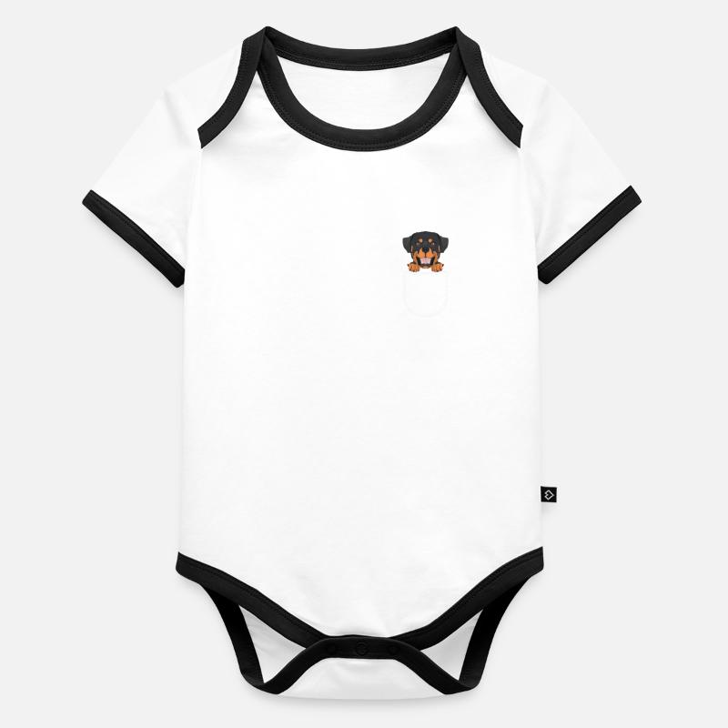 Rottweiler dans la poche thoracique Body Bébé bio contrasté manches courtes