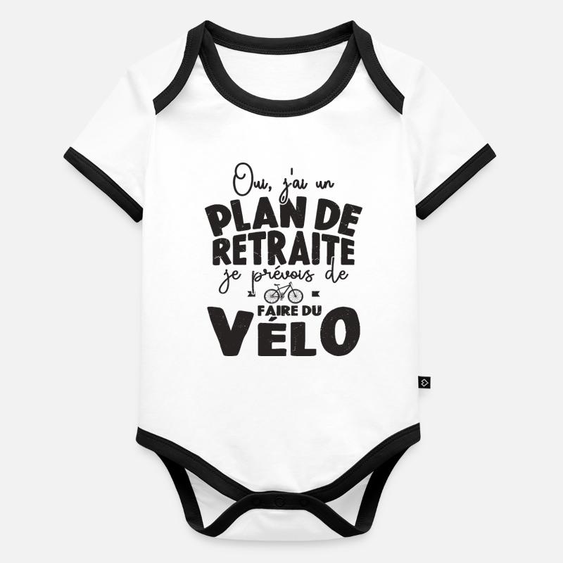 Plan De Retraite Cycliste Retraité Cyclisme Vélo Body Bébé bio contrasté manches courtes