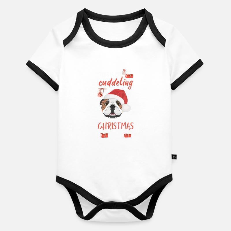 Bouledogue anglais Noël Body Bébé bio contrasté manches courtes