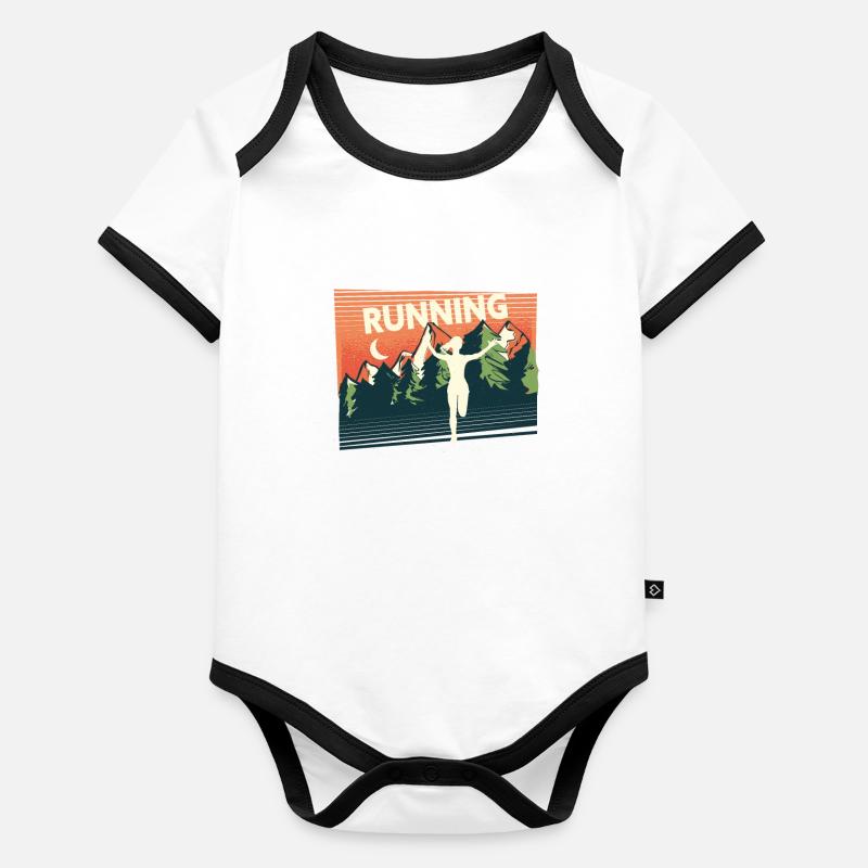 Marathon, coureur de trail running Body Bébé bio contrasté manches courtes