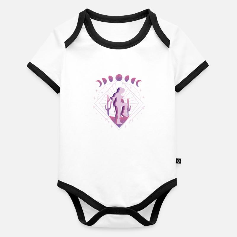 Vaporwave Space Rope Jumping Body Bébé bio contrasté manches courtes