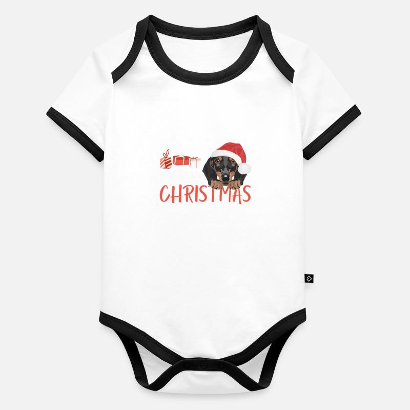 Teckel Joyeux Noël Body Bébé bio contrasté manches courtes
