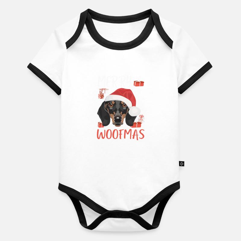 Teckel Joyeux Noël Body Bébé bio contrasté manches courtes
