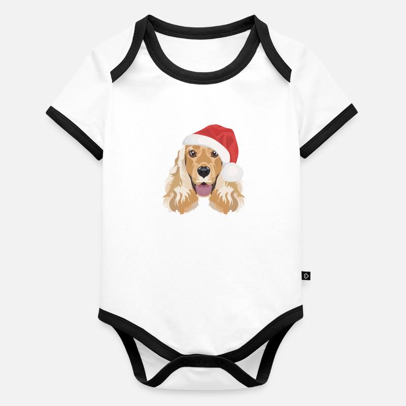 English Cocker Spaniel Frohe Weihnachten Baby Bio-Kurzarm-Kontrastbody