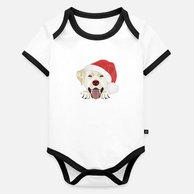 Joyeux Noël Labrador Body Bébé bio contrasté manches courtes