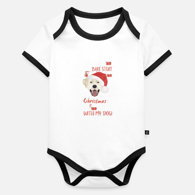 Joyeux Noël Labrador Body Bébé bio contrasté manches courtes