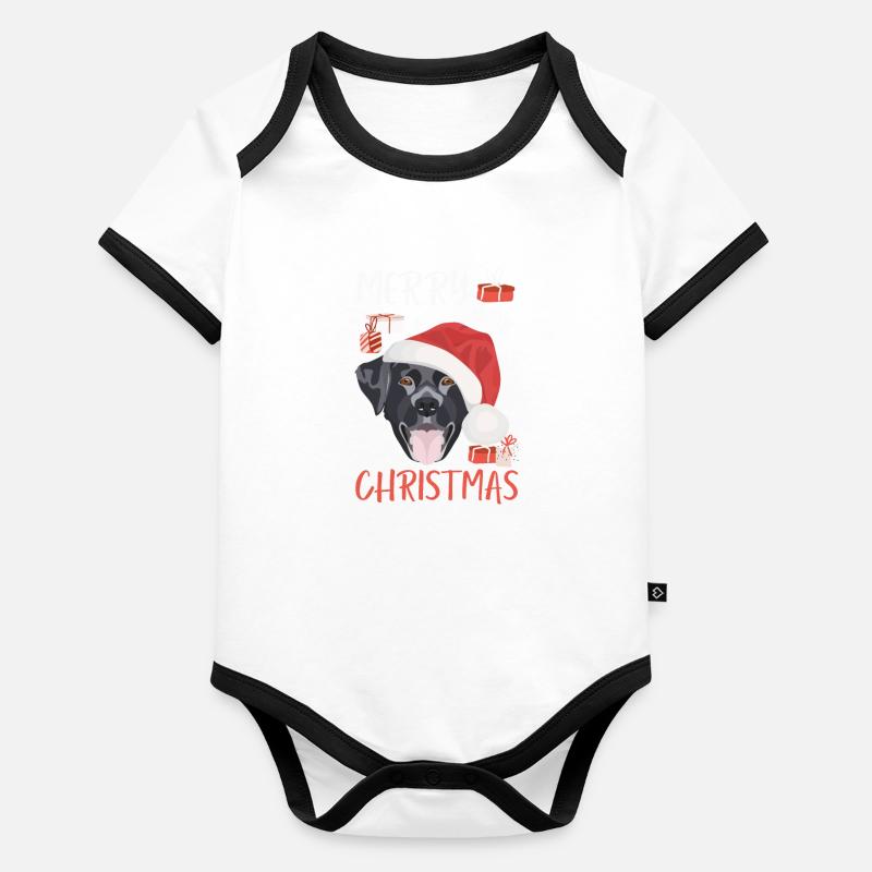 Joyeux Noël Labrador Body Bébé bio contrasté manches courtes