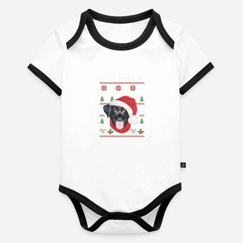 Joyeux Noël Labrador Body Bébé bio contrasté manches courtes