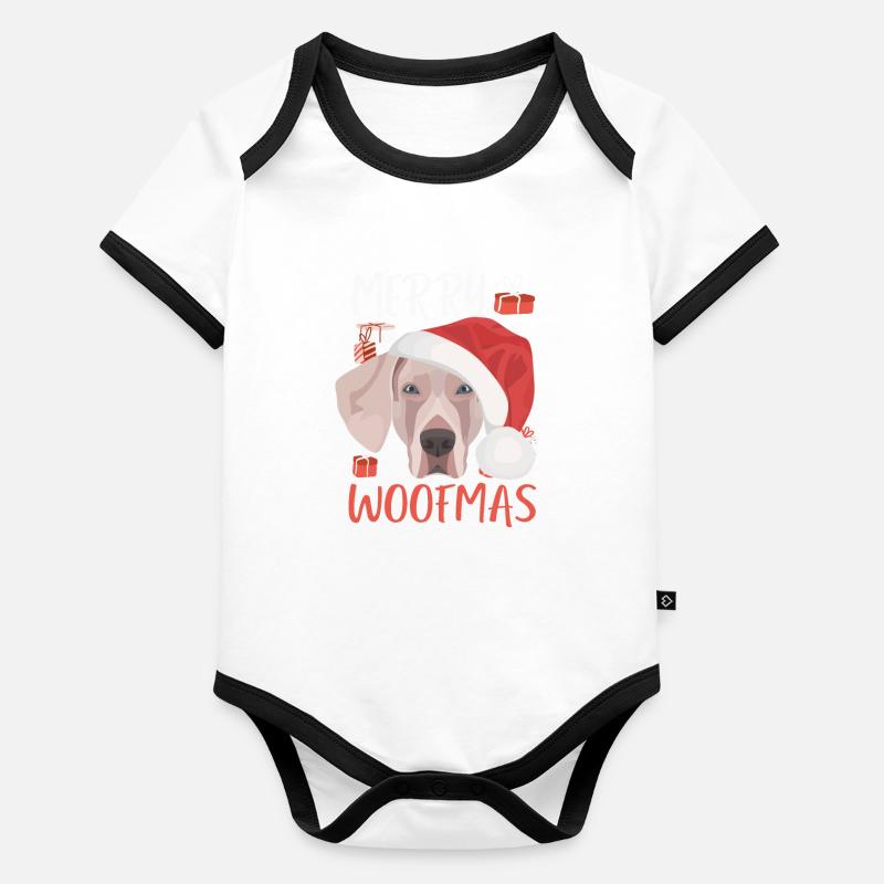 Weimaraner Frohe Weihnachten Baby Bio-Kurzarm-Kontrastbody