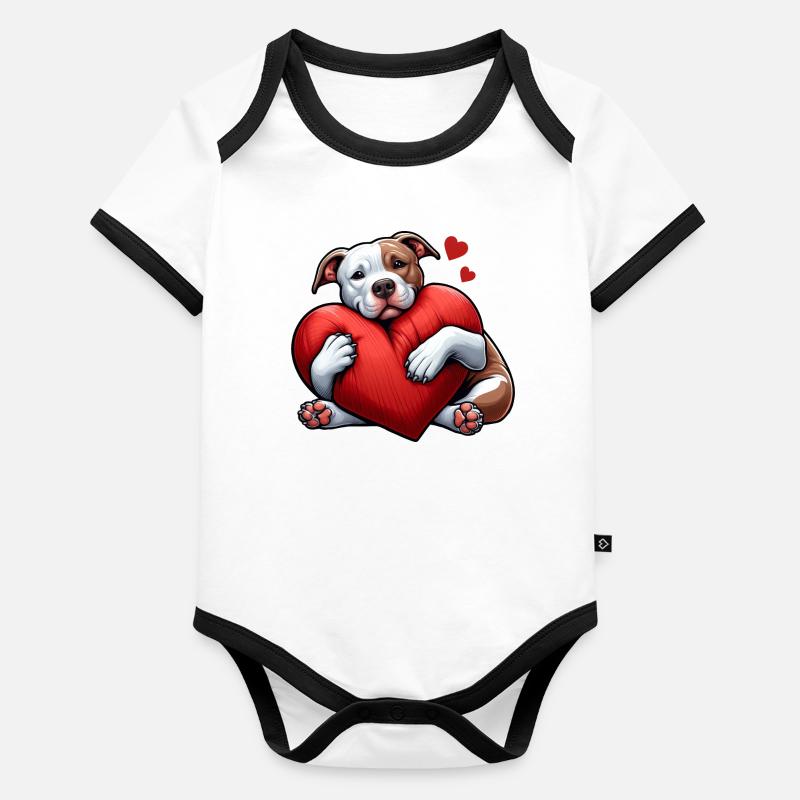 Cadeaux de propriétaire de pitbull Body Bébé bio contrasté manches courtes