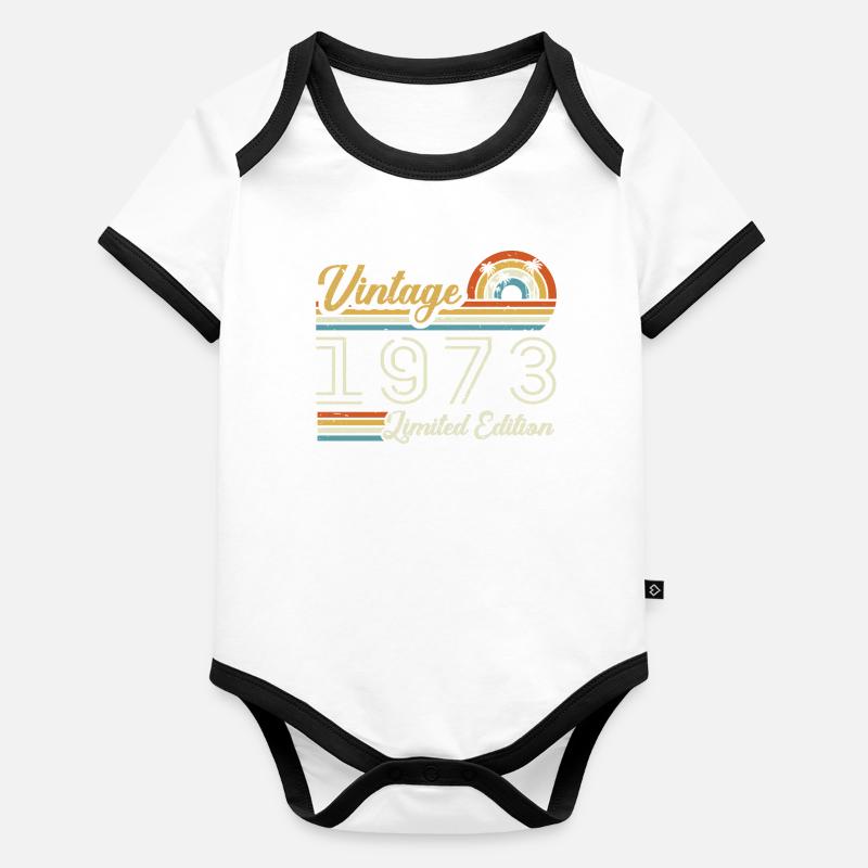 52 Year Anniversary | Vintage 1973 Gift 1973 Organic Baby Contrasting Bodysuit
