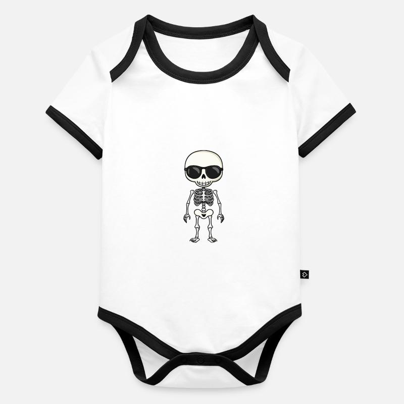 Skelett Comic Halloween Baby Bio-Kurzarm-Kontrastbody