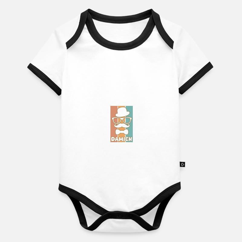Prénom Damien Body Bébé bio contrasté manches courtes