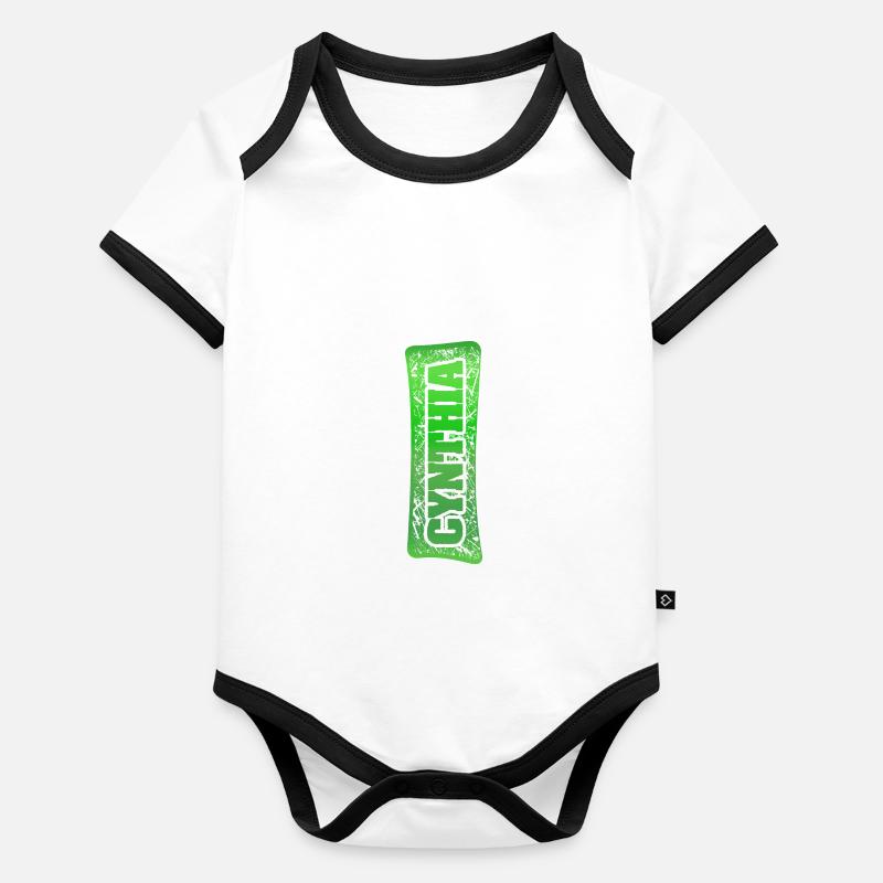 First name Cynthia Organic Baby Contrasting Bodysuit