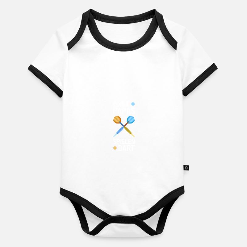 Cool dads playing darts Organic Baby Contrasting Bodysuit