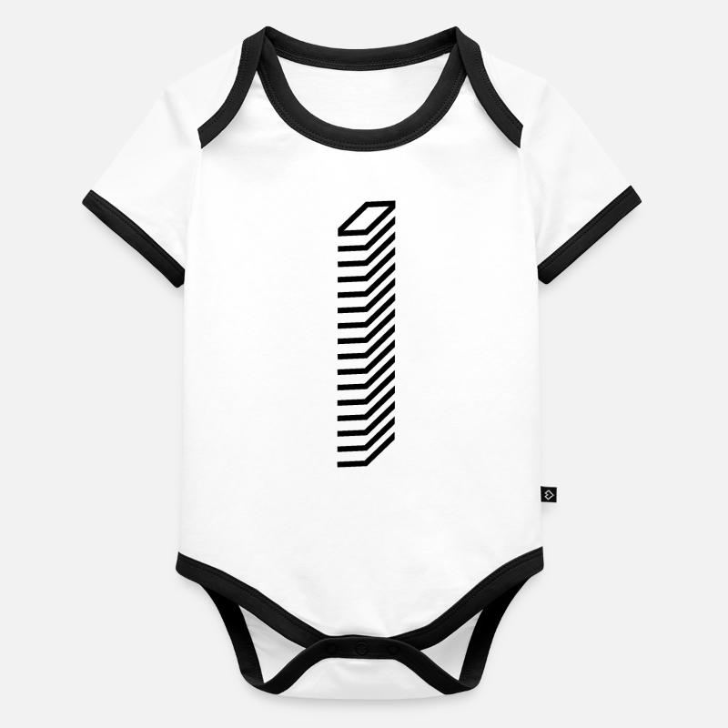 Einzigartiges Buchstaben-I-Logo-Design Baby Bio-Kurzarm-Kontrastbody