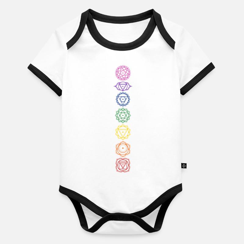 7 symboles de chakra - affectation des couleurs Body Bébé bio contrasté manches courtes