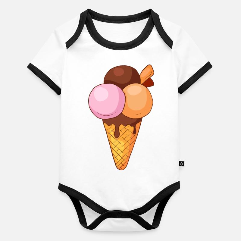 Crème glacée, crème glacée, crème glacée, crème glacée, boule, crème glacée, sundae Body Bébé bio contrasté manches courtes