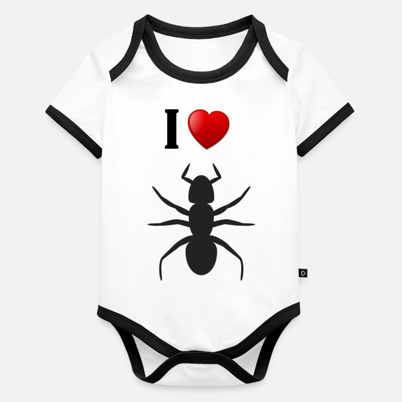 J'aime les fourmis de fourmi de fourmi de fourmi Body Bébé bio contrasté manches courtes