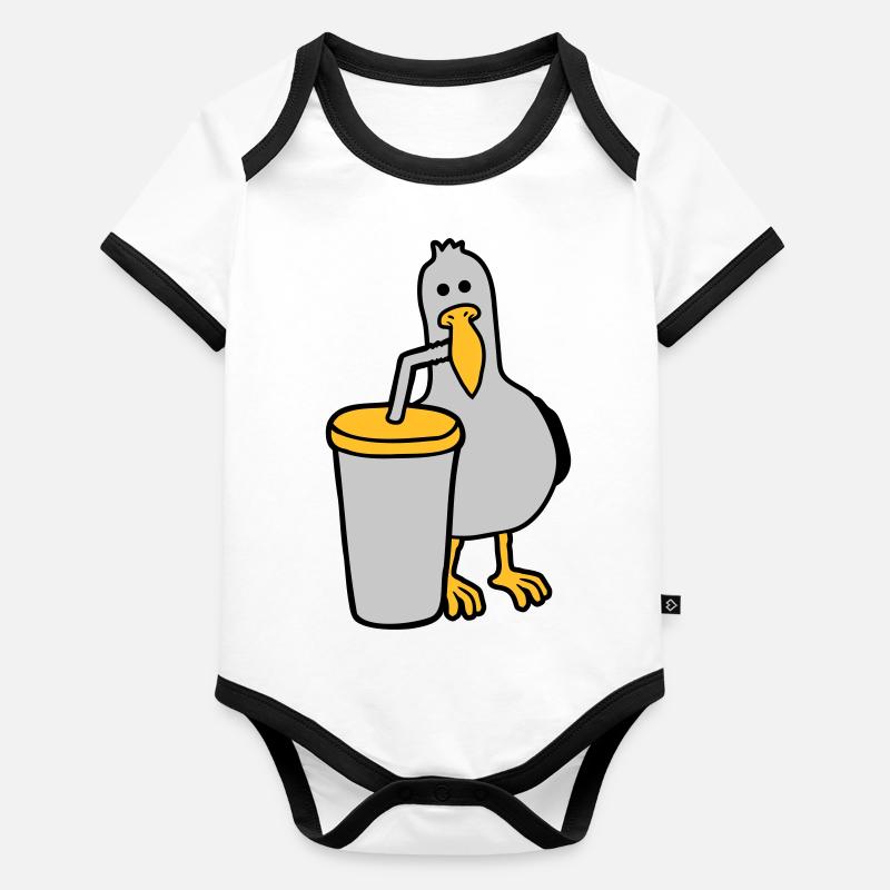 Seagull drinks cola drink Organic Baby Contrasting Bodysuit