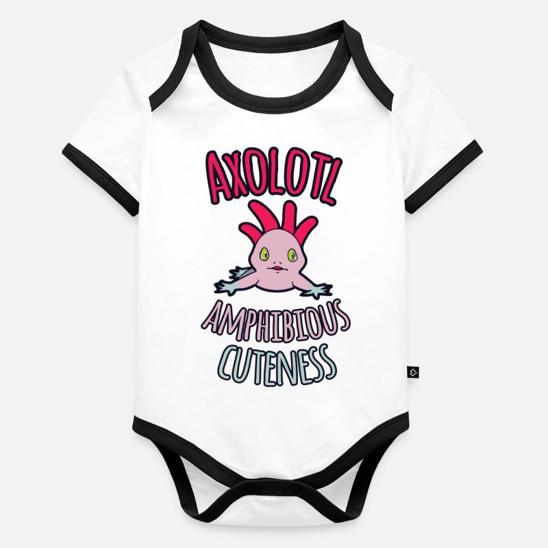 Axolotl Mignonnerie amphibie 3 Body Bébé bio contrasté manches courtes