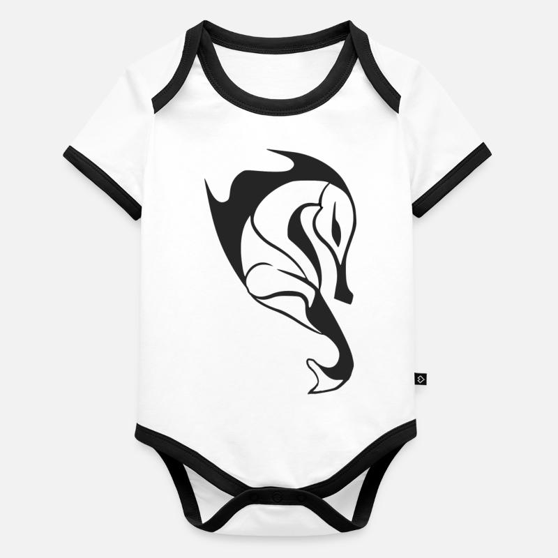 Hippocampe stylisé Body Bébé bio contrasté manches courtes