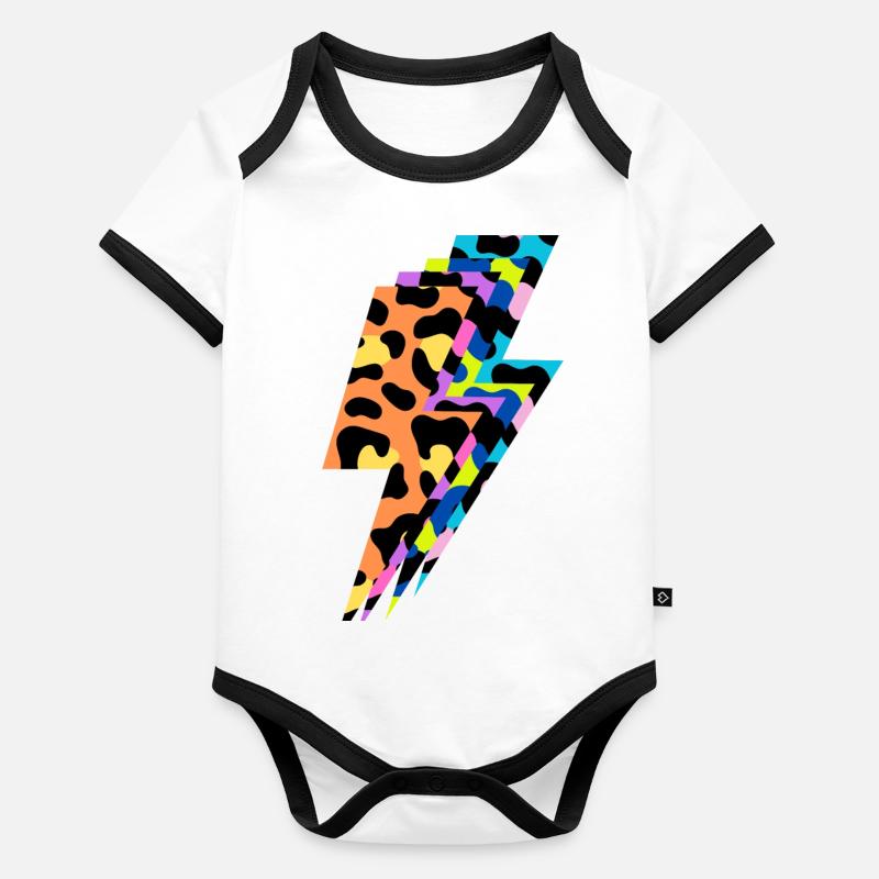 Lightning léopard multicolore Body Bébé bio contrasté manches courtes