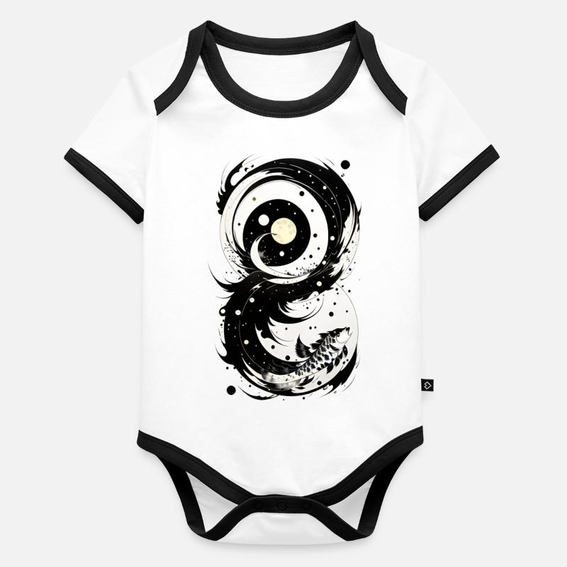 carpe koi Body Bébé bio contrasté manches courtes