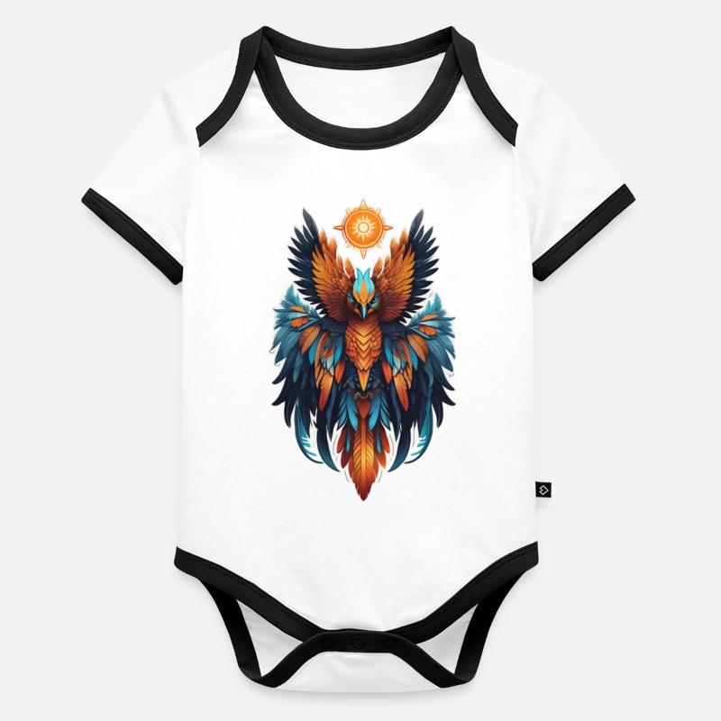 phenix - phoenix - oiseau de feu Body Bébé bio contrasté manches courtes